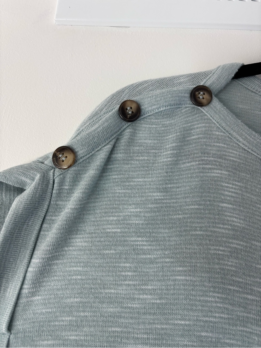 Kaileigh Mercy Light Sage Button-Shoulder Knit Short Sleeve Top - Picture 7 of 9